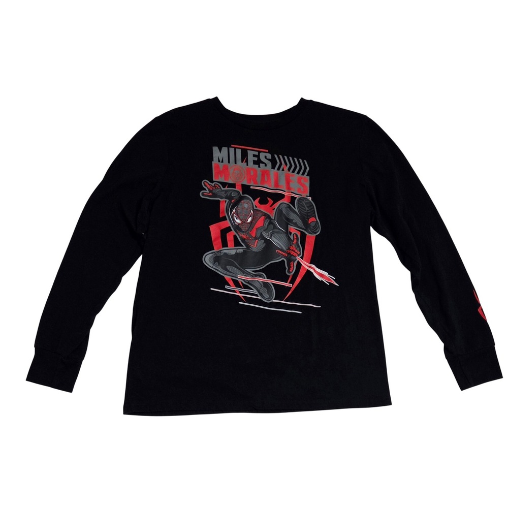 Marvel Spider-Man Miles Morales Kids XL Black Long Sleeve Graphic Tee Shirt